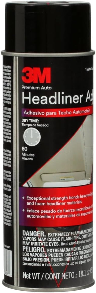 3M Headliner & Fabric Adhesive, 18.1 oz., Exceptional Strength Bonds Heavyweight Automotive Fabrics to Metal Surfaces, For Bonding Headlines, Carpet, Foam and Others, Quick & Easy Application (38808)