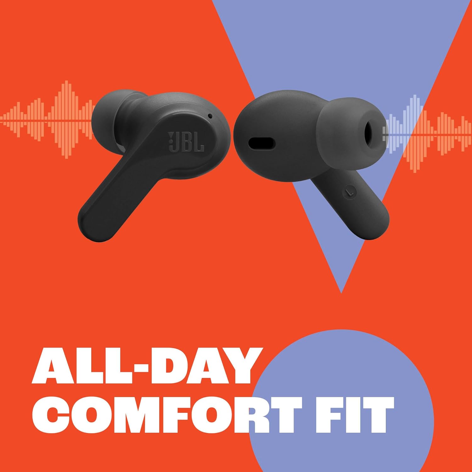 JBL Vibe Beam - True Wireless JBL Deep Bass Sound Earbuds, Bluetooth 5.2, Water & Dust Resistant, Hands-Free Call with VoiceAware, Up to 32 Hours of Battery Life (Black) Search by: Search on ebay Search on Walmart