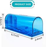Blinc [2-Pack] Humane Mouse Trap - Catch and Release No-Kill Rodent Traps for Indoors & Outdoors - Safe for Children & Pets - Reusable Mouse Catcher for Kitchen, Pantry & Garage (Transparent Blue)