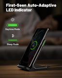 INIU Wireless Charger, 15W Fast Wireless Charging Station with Sleep-Friendly Adaptive Light Compatible with iPhone 17 16 15 14 13 12 Pro Max Samsung Galaxy S25 S24 S23 Note 20 Google etc