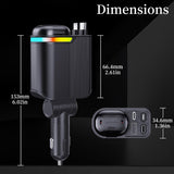 MLVOC 120W Fast Charging Car Charger with Earbuds, Retractable 4-in-1 USB-C & Lightning for iPhone & Android (Black) - PureLivingMart