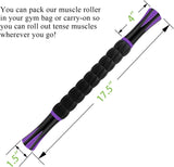 Muscle Roller Massage Roller Stick- Deep Tissue Fascia Blaster for Myofascial Pain Relief, Lymphatic Drainage & Body Sculpting, Handheld Physical Therapy & Recovery Tool (PLrple Black-18 inch)