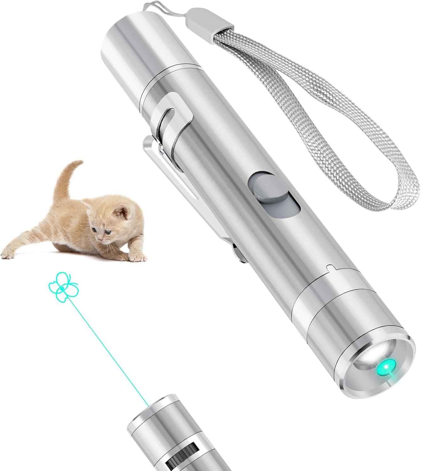 TBTeek Cat Toys, Rechargeable, 3 Light Modes & 5 Fun Patterns, Portable Interactive Kitten Pet Dog Cat Mouse Toy for Fun Chase Play Exercise