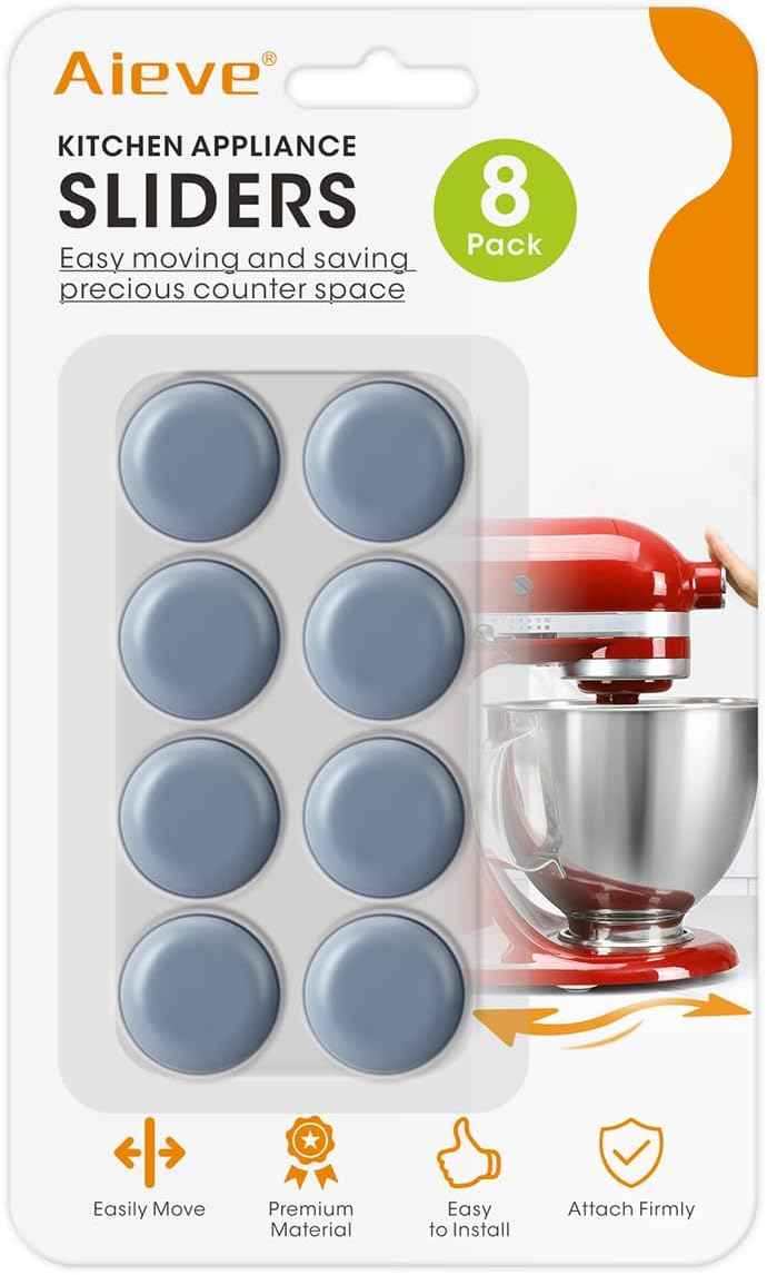 Aieve Appliance Sliders, 8 Pcs Small Appliance Slider for Countertop, Self Adhesive Home Finds Caster Wheels Rollers, Kitchen Must Have Gadgets for Stand Mixers, Coffee Makers, Air Fryers