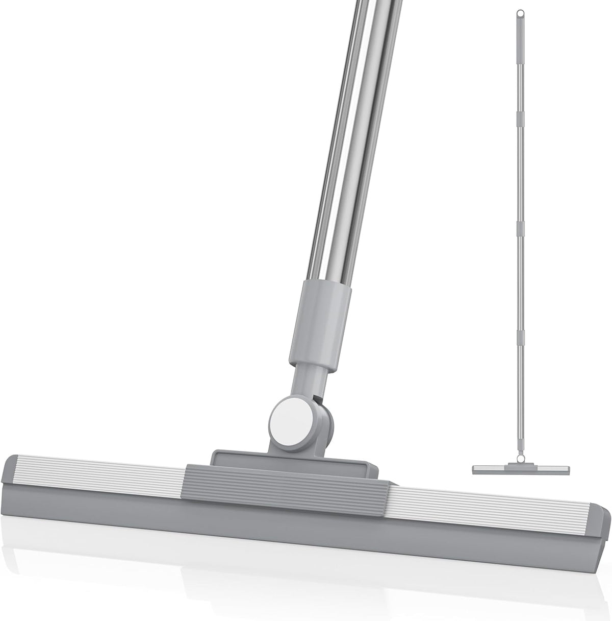 180° Rotating Floor Squeegee with 52'' Long Handle for Floor, Window, and Bathroom Cleaning (White)