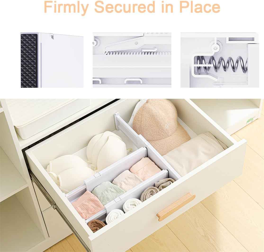 Drawer Dividers Dresser Drawer Organizer 3 Pack Adjustable Kitchen Drawers Divider Plastic Separators for Clothes Desk Office Storage