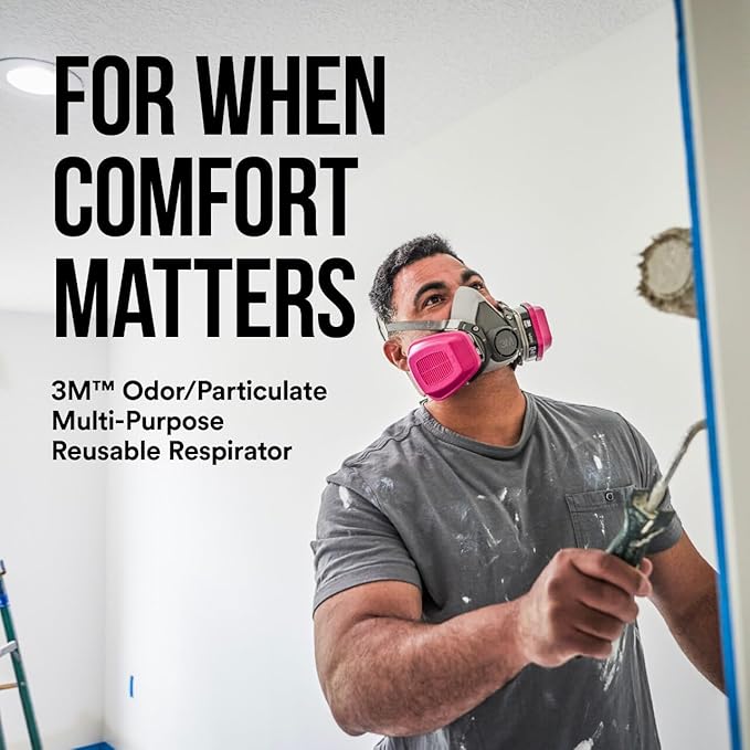 3M P100/OV Odor/Particulate Multi-PLrpose Reusable Respirator 65021, NIOSH-APPROVED Organic Vapor Cartridge, Medium