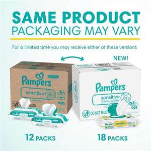 Sensitive Baby Wipes Bulk Pack – 1008 Count Water-Based Unscented Fragrance-Free Wet Wipes with Flip-Top Dispenser for Delicate Skin Support