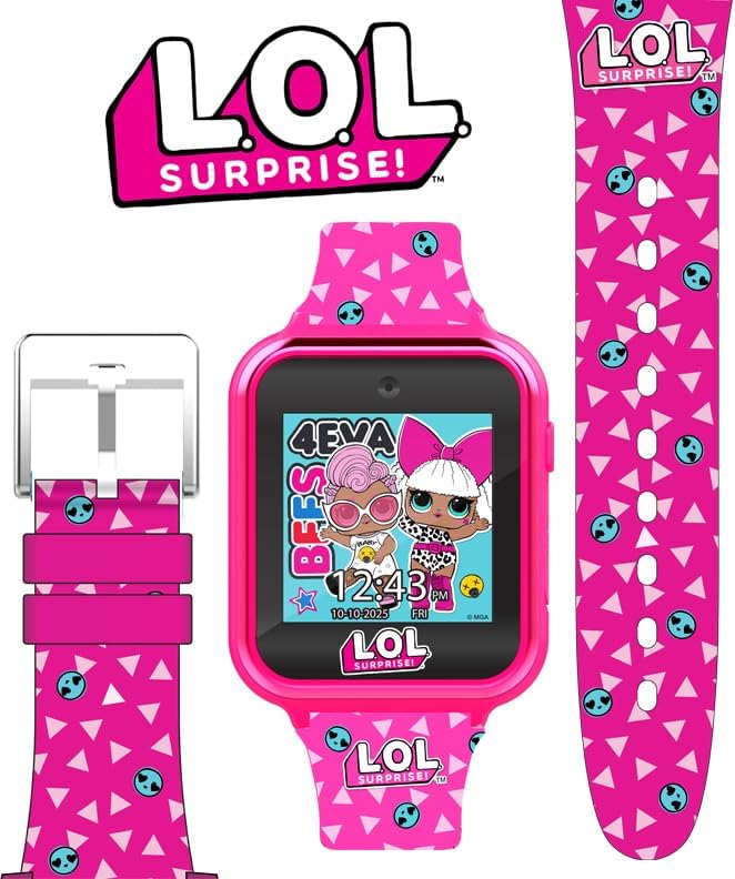 Accutime LOL Surprise Touchscreen Exclusive Pink Smartwatch for Kids – Engaging Educational Games, Step Counter, Camera, Alarm & More – Fun & Interactive Timepiece (LOL4264AZ)