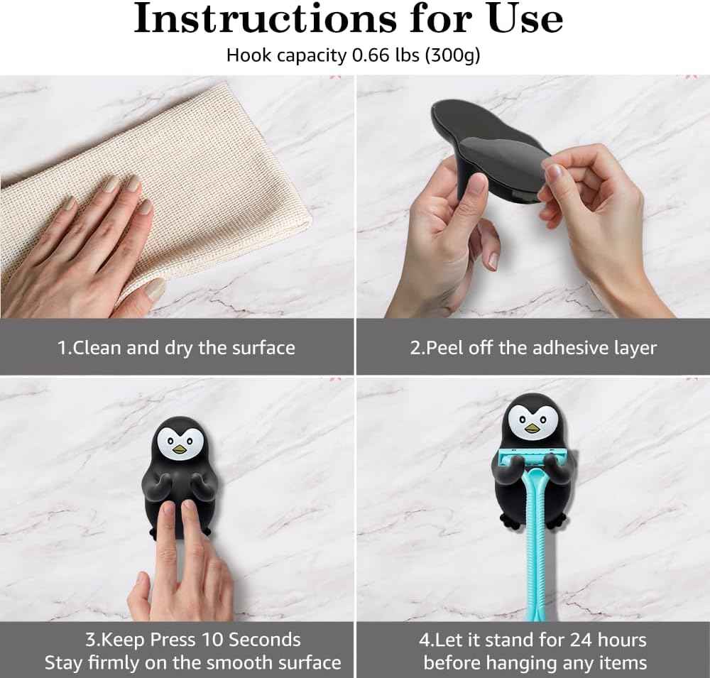 Cute Penguin Razor Holder Shower, Animals Bathroom Decor, Cute Gadgets Leg Razor Holder, Funny Bathroom Decor Accessories for Women Mom Sister Friend Wife Girlfriend, Penguin Gifts for Women