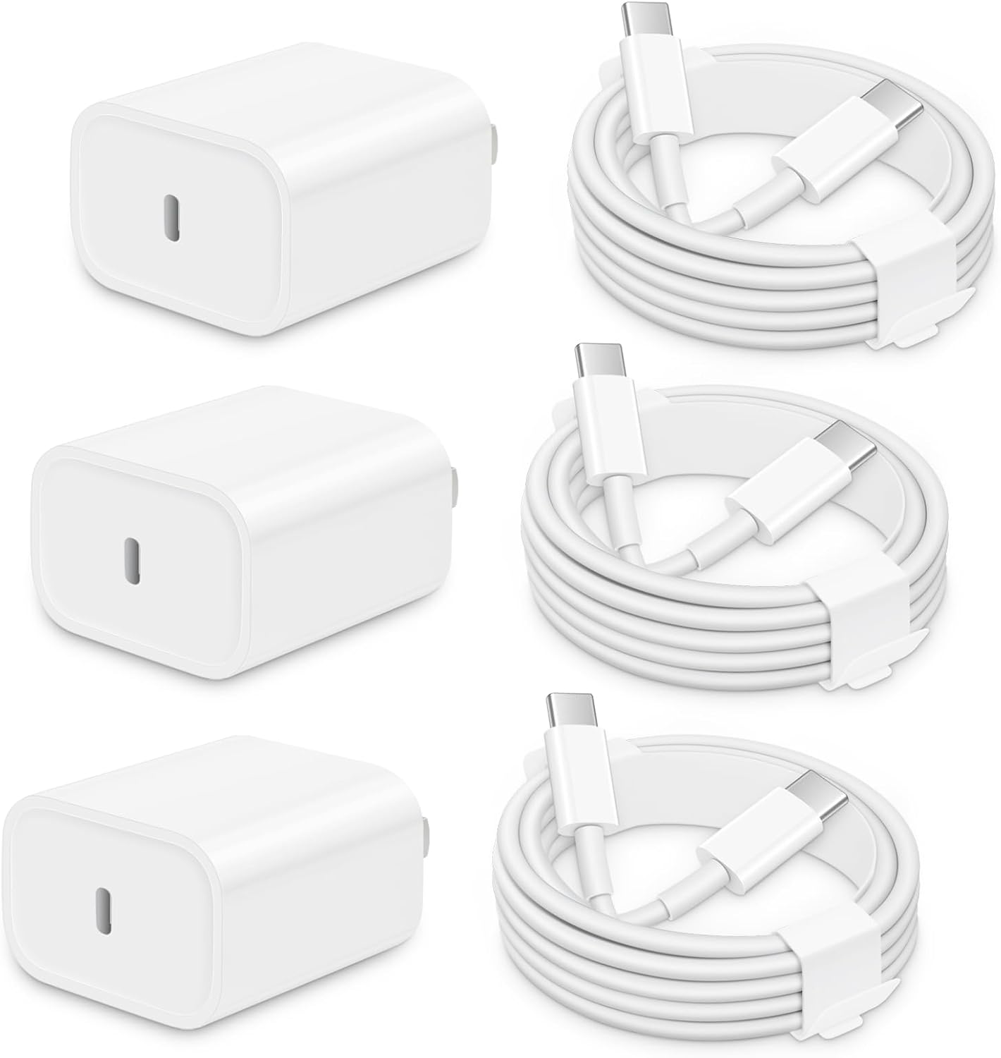 3 Pack AISNI Fast Charger Block Compatible with iPhone 17 16 15 Charger Fast Charging USB C Charger Long Type C Chargers Cord 6 FT for iP17 Air/17 Pro Max/16/15 Pro Max Series and Type C Device-White