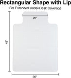 Staples Office Chair Mat, Clear Floor Mats with Lip, Flat-Pile Carpets, Extended Under-Desk Coverage, 48 x 36 Inch, Smooth Glide