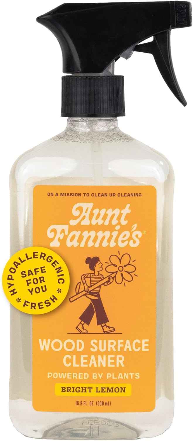 Aunt Fannie's All-Purpose Wood Spray Cleaner: No-Wax Formula, Lemon Scent, 16.9 Ounces