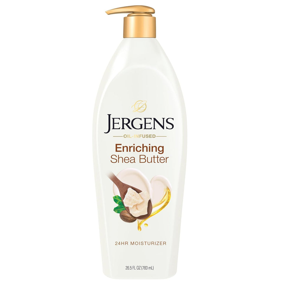 Jergens Shea Butter Hand and Body Lotion, Deep Conditioning Moisturizer, 3X More Radiant Skin, with PLre Shea Butter, Dermatologist Tested, 26.5 Oz