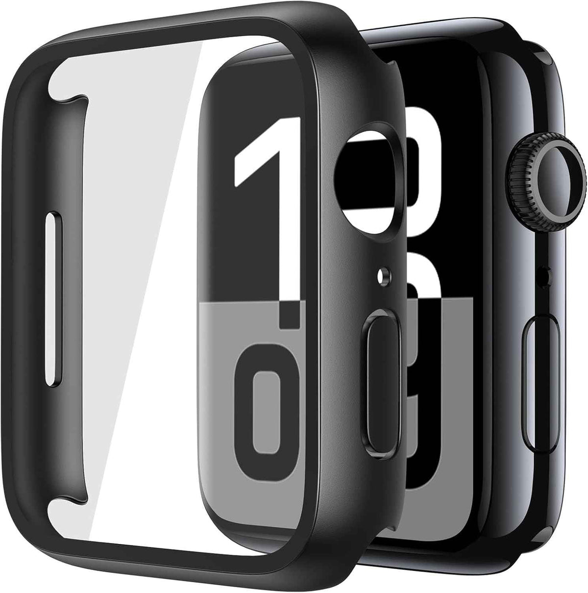 Misxi 2 Pack Tempered Glass Case Compatible for Apple Watch Series 11 (2025) Series 10 46mm, Screen Protector Cover for iWatch, Black