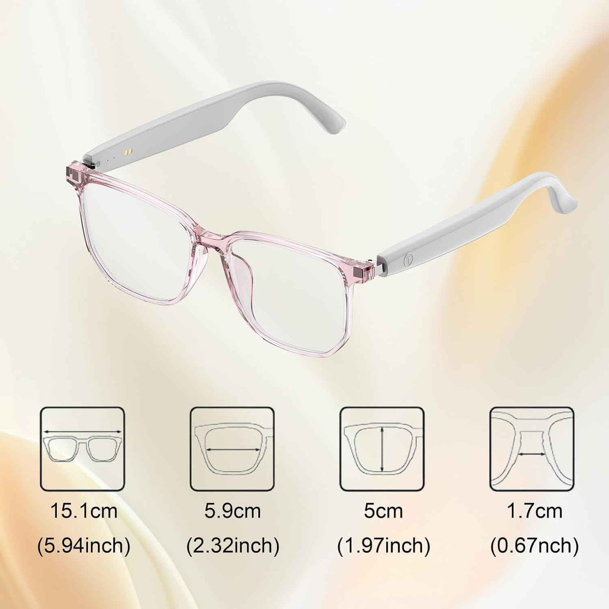 AI Smart Glasses, Bluetooth 5.4 Translation Glasses with 144 Language & Accents, Blue Light Filtering Lenses, Multifunctional Smart Glasses for Men Women, Travel Meeting Trade Business HY-C8 White