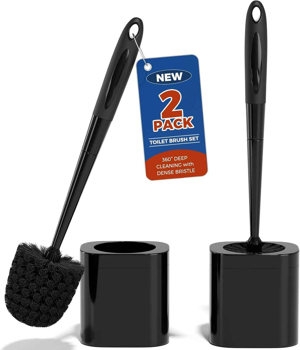 Toilet Brush, 2 Pack Toilet Brush and Holder Set Bathroom Accessories, Toilet Bowl Brush and Holder for Bathroom, White