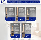 Pro Grade Paint Brushes, 5-Piece Paint Brush Set, Flat & Angle Brushes for Walls, Trim, Cabinets, Interior & Exterior Latex and Oil Paints, Stains