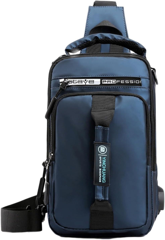 Small Sling Backpack Crossbody Sling Bag, Chest Bag Daypack Fanny Pack with Headphone Hole for Outdoors Hiking Traveling