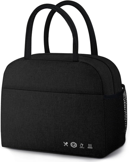 DALINDA Lunch Bag Lunch Box for Women Men Reusable Insulated Lunch Bags,Water-Resistant Cute Cooler Lunch Tote Bag, Large Capacity for Work Travel Picnic,Black