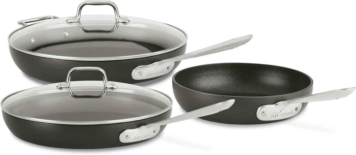 All-Clad HA1 Hard Anodized Non Stick Fry Pan Set 2 Piece, 8, 10 Inch, Induction, Oven Broiler Safe 500F, Pots and Pans Set, Kitchen Frying Pans, Skillets, Premium Cookware, Home, Dishwasher Safe Black