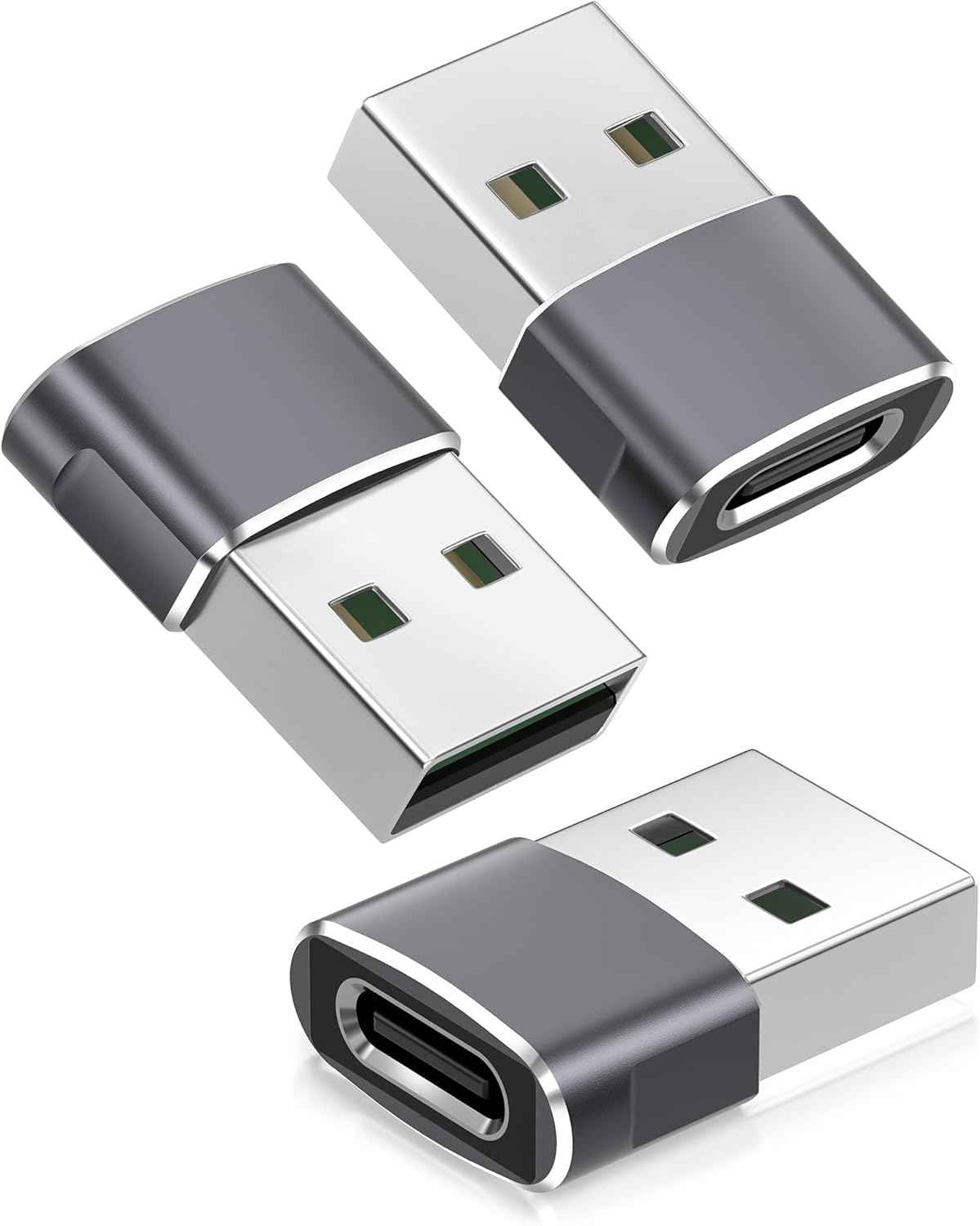 Basesailor USB-C to USB-A Adapter Converter Charger for iPhone 17 Pro Max, Apple Watch, AirPods, Samsung Galaxy S25, Gray