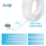 Art3d Double-Sided Mounting Tape (10FT), MultiPLrpose Removable Adhesive Foam Tape, Transparent, Household