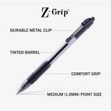 Zebra Pen Z-Grip Retractable Ballpoint Pen, Smooth-Flowing Black Ink, 1.0mm Medium Point, School & Office Supplies, Ideal for Note-Taking, Journal and Planner Use, 18-Pack (22218)