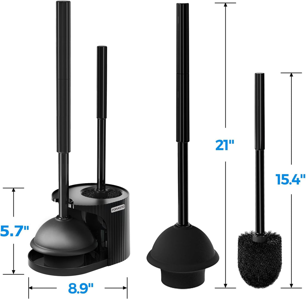 2-in-1 toilet plunger and brush set with extended handle for easy bathroom cleaning and maintenance