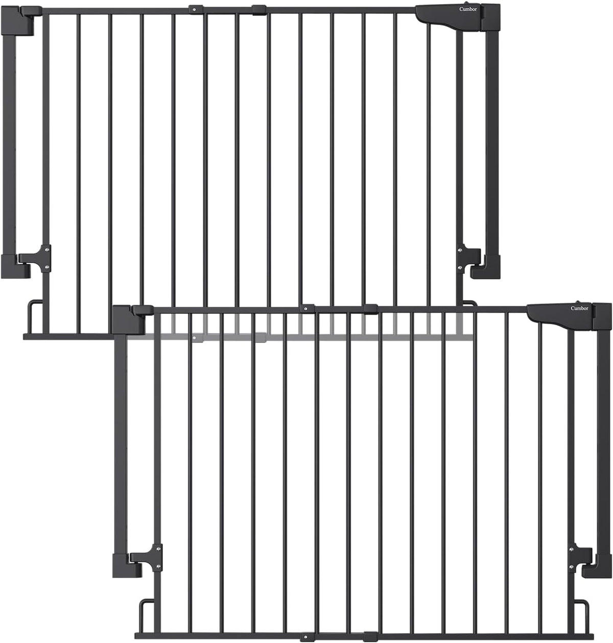 Cumbor 29.2-43" White Baby Gate for Stairs, Wall-Mounted, Expandable Dog Gate with Auto Close Walk Thru