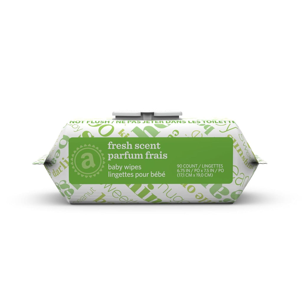 Amazon Elements Baby Wipes, Fresh Scent, Flip-Top Packs, Alcohol-Free, With Cucumber and Aloe, 810 Count, 9 Packs of 90