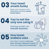 Clean Skin Club Clean Towels XL® Supreme, 100% USDA Biobased Face Towel, Disposable Face Towelette, Eczema Association Accepted, Thicker Textured Dry Wipes, Ultra Absorbent & Soft, 1 Pack, 50 Ct