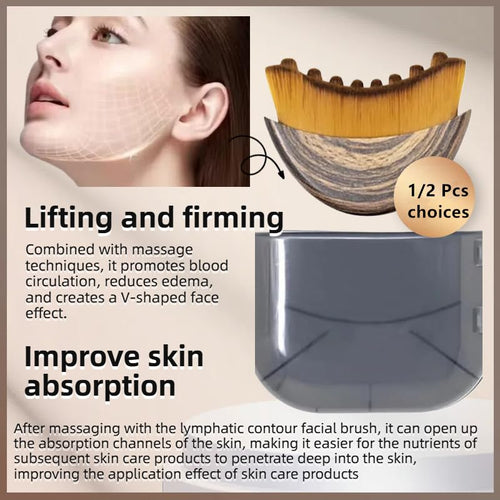 1/2 PCS Lymphatic Contour Face Brush for Sculpting – Anti-Puffiness, Detox & Lift, Improves Skin Glow & Absorption (2 Pcs Contour Face Brush)