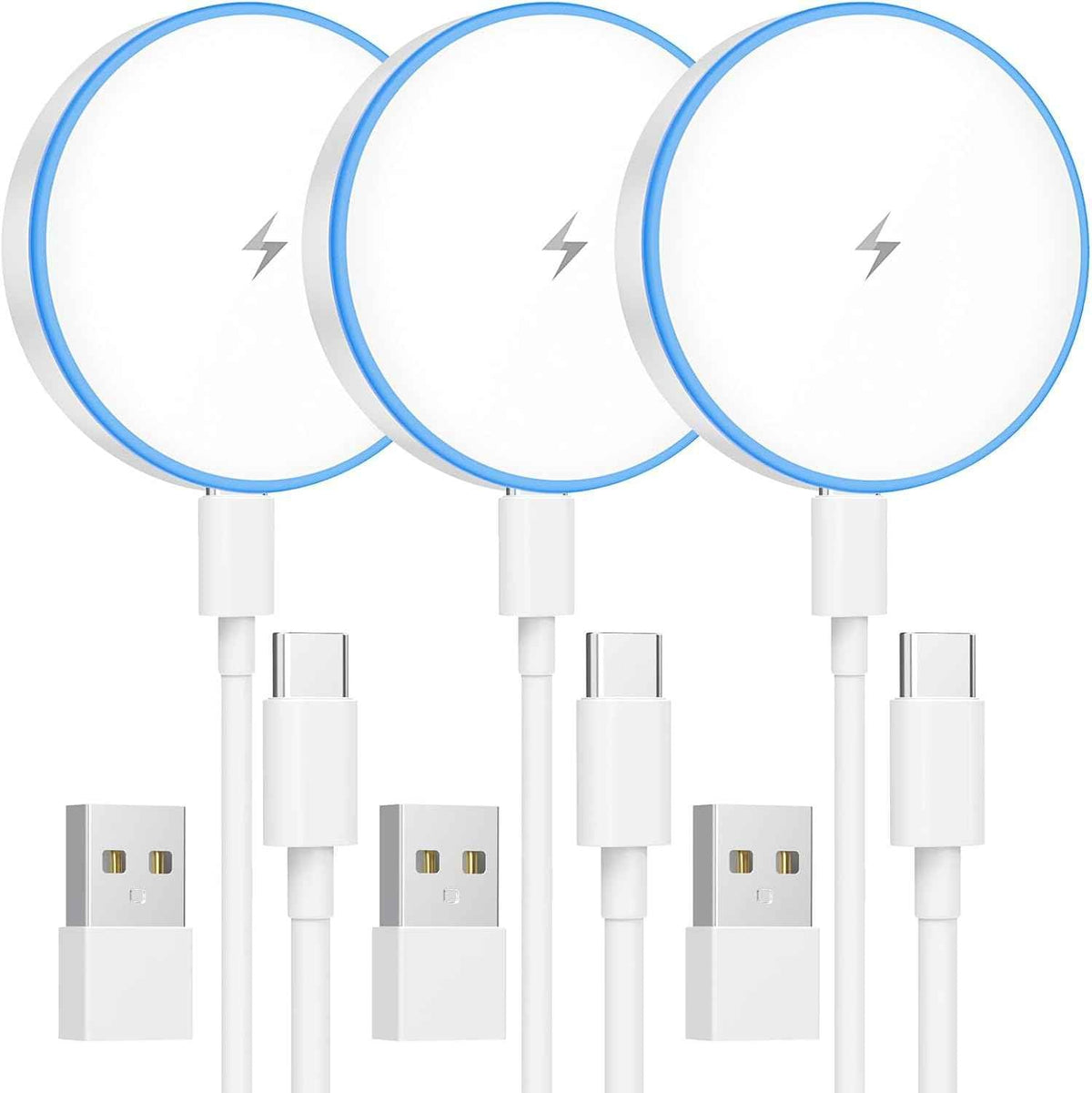 MagSafe Charger 2 Pack 15W Magnetic Wireless Charger Fast Charging Pad Compatible with iPhone 17/16/15/14/13/12 Series & AirPods 4/3/2/Pro Magnetic MagSafe Charging Pad with Dual Ports