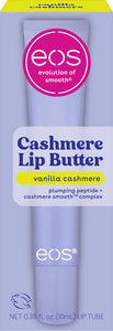 eos Cashmere Lip Butter – Vanilla Cashmere, Smoothing Lip Mask & Moisturizer with Plumping Peptides & Shea Butter, 0.35 fl oz