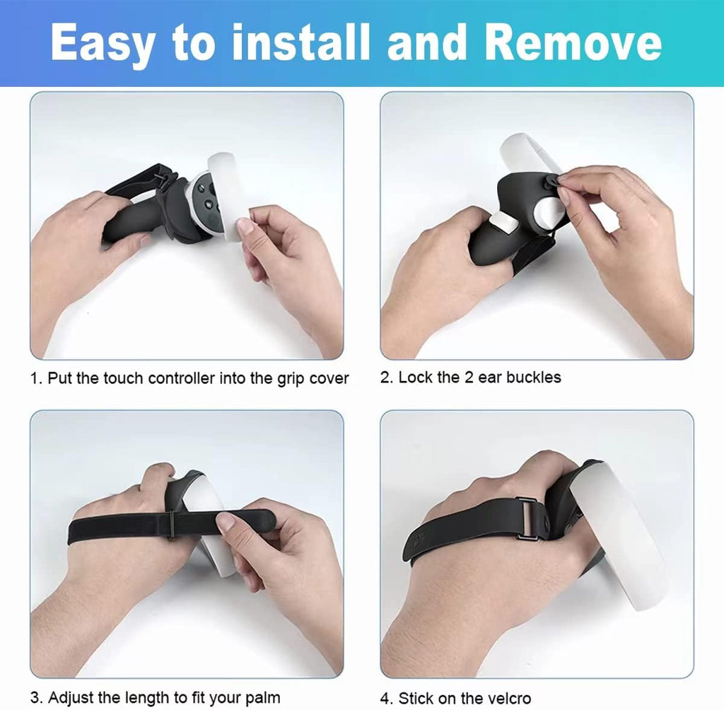 AMZDM Controller Grip for Oculus Quest 2 Accessories Grips Cover for VR Touch Controllers Covers Protector with Non-Slip Thumb Grips 1Pair Black