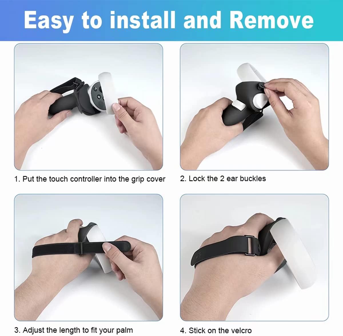 AMZDM Controller Grip for Oculus Quest 2 Accessories Grips Cover for VR Touch Controllers Covers Protector with Non-Slip Thumb Grips 1Pair Black