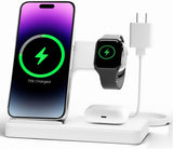 Wireless Charger iPhone Charging Station: 3 in 1 Charger Stand Multiple Devices for Apple - iPhone 16e 16 15 14 Pro Max 13 12 11 - Watch 10 9 8 7 6 5 4 3 2 SE and Ultra Series - Airpods 4 3 2 Pro - PureLivingMart