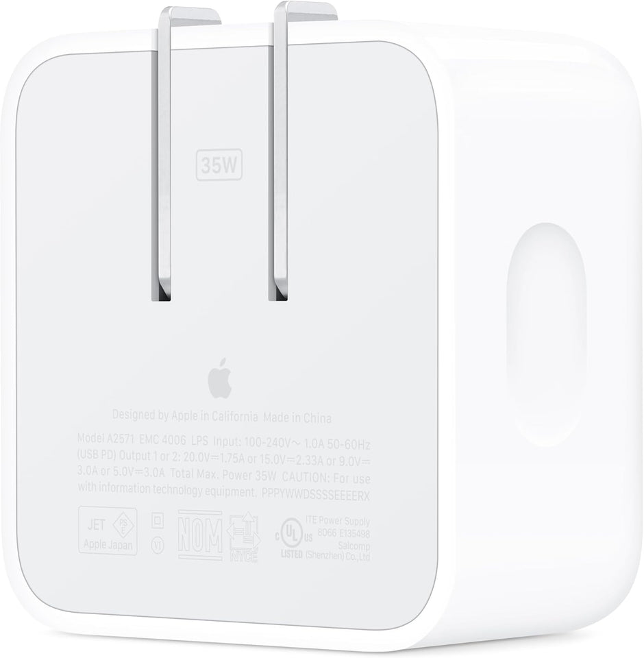 Apple 35W Dual USB-C Port Compact Power Adapter: Fast and Convenient Charging, Type C Wall Charger - PureLivingMart