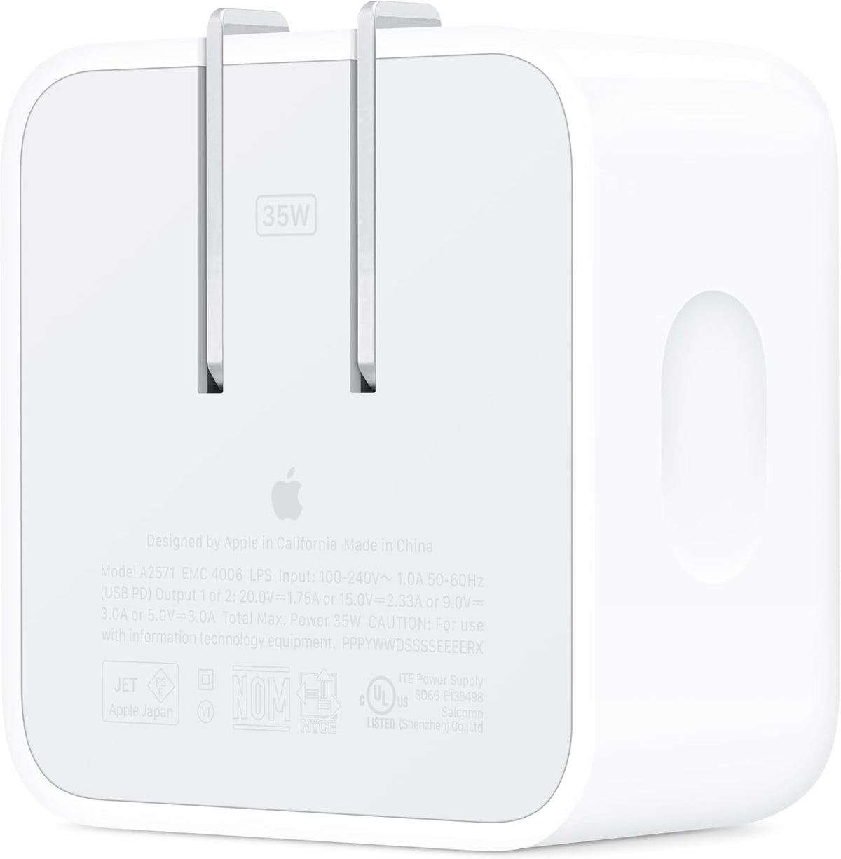 apple 35w dual usb-c compact power adapter fast type-c charge for iphone ipad macbook air airpods