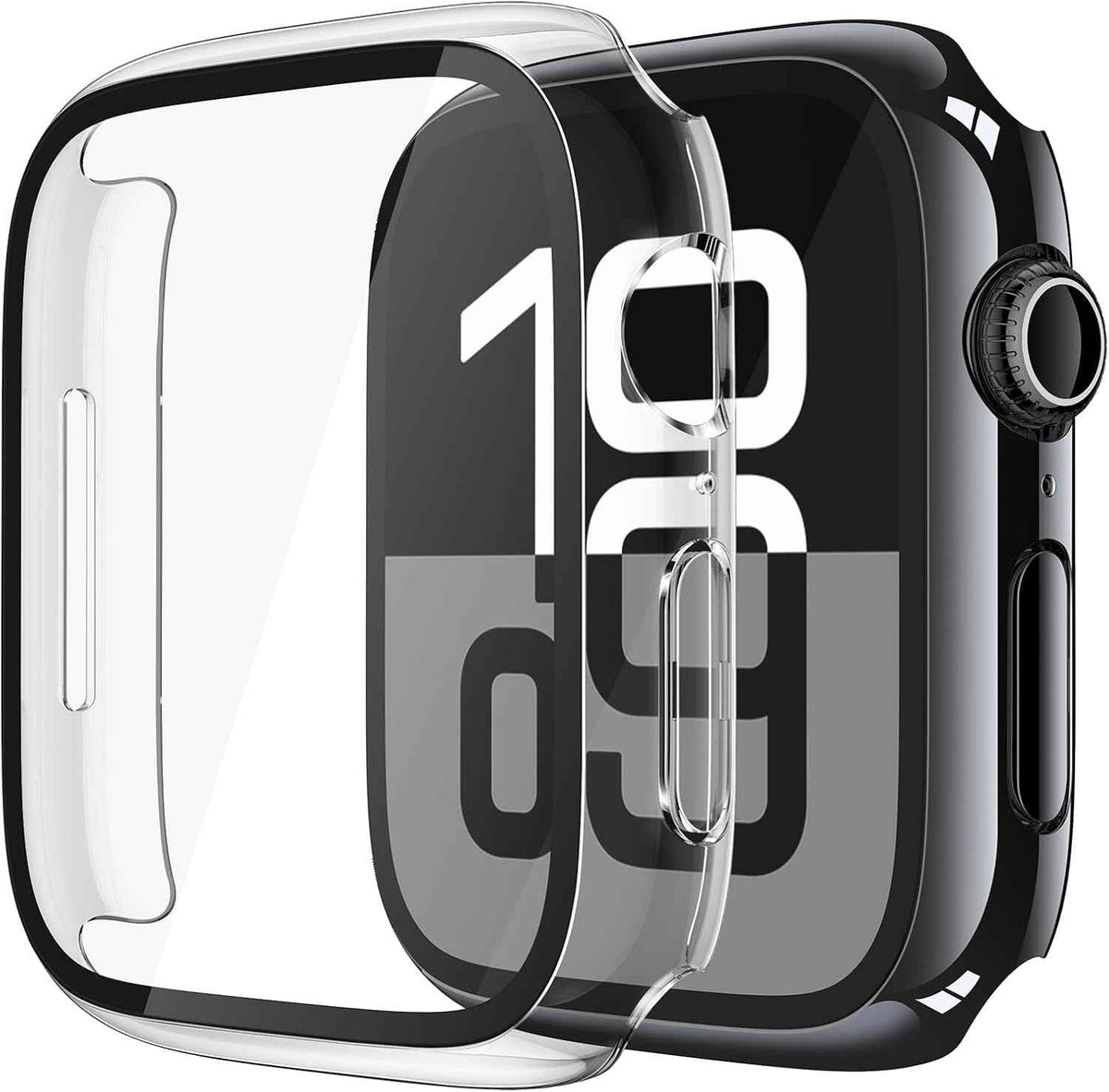 Misxi 2 Pack Tempered Glass Case Compatible for Apple Watch Series 11 (2025) Series 10 46mm, Screen Protector Cover for iWatch, Black