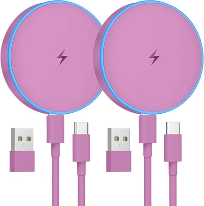 MagSafe Charger 2 Pack 15W Magnetic Wireless Charger Fast Charging Pad Compatible with iPhone 17/16/15/14/13/12 Series & AirPods 4/3/2/Pro Magnetic MagSafe Charging Pad with Dual Ports