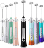 Rechargeable Milk Frother Handheld For Coffee,3 Speeds Frother Wand With Stand, Batidora De Mano Electrica,Coffee Frother With 2 Heads,Drink Mixer Electric Handheld,Kitchen Essentials(Black)