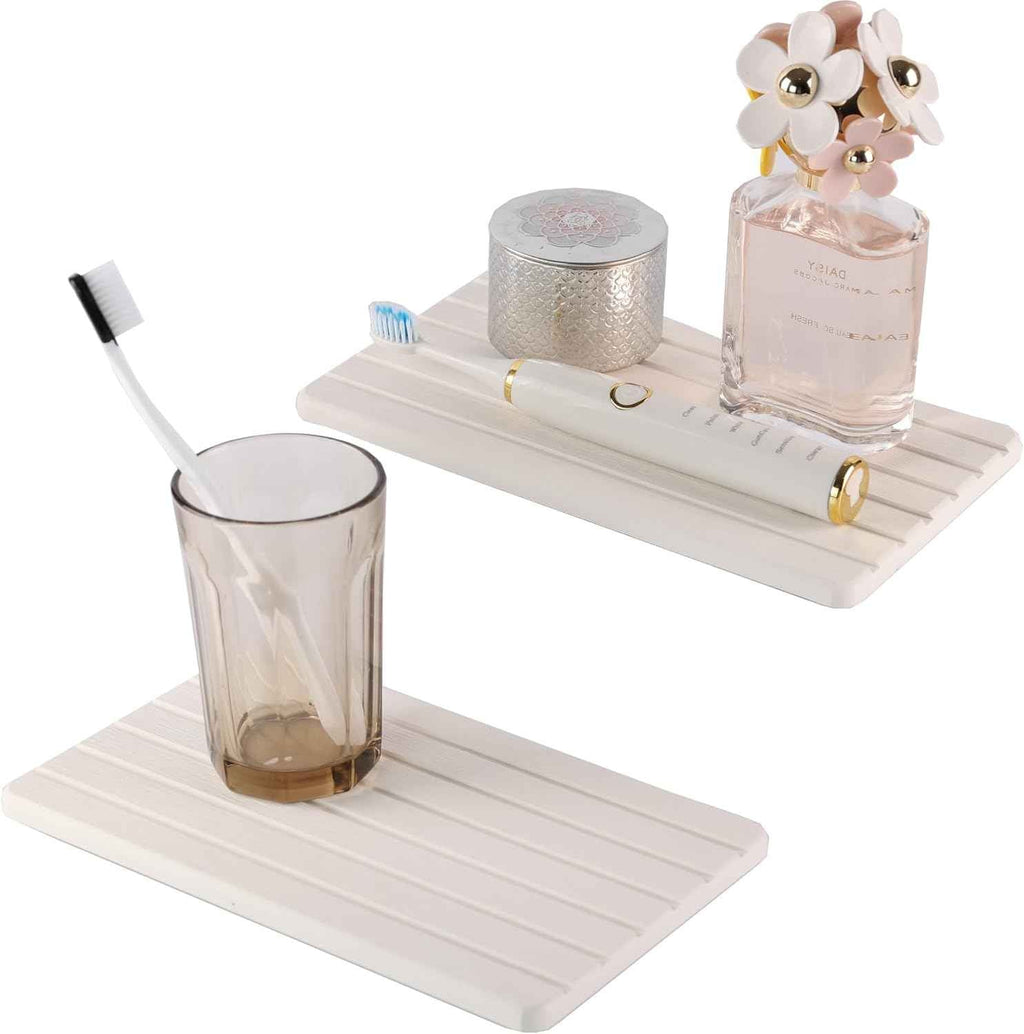 2 PCS Water Absorbent diatomite Coasters, 8.3" x 4" Water Absorbing Stone Tray for Sink, Stone Drying mat for Kitchen Counter, Stone soap Tray Used for Hand Soaps & toiletries & Plants