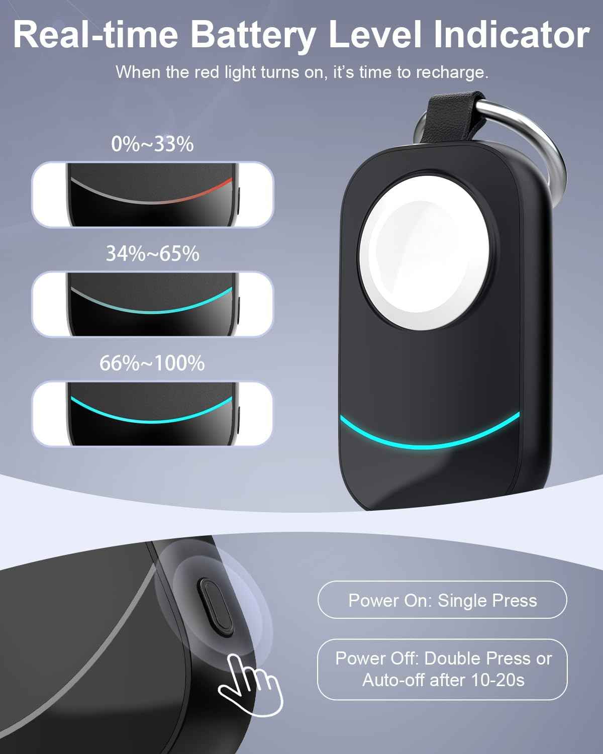 2500mAh Portable Charger for Apple Watch - Magnetic Fast Charging for Apple Watch Charger - Compact iWatch Accessories with Keychain for RV, Camping, Car & Travel Essential