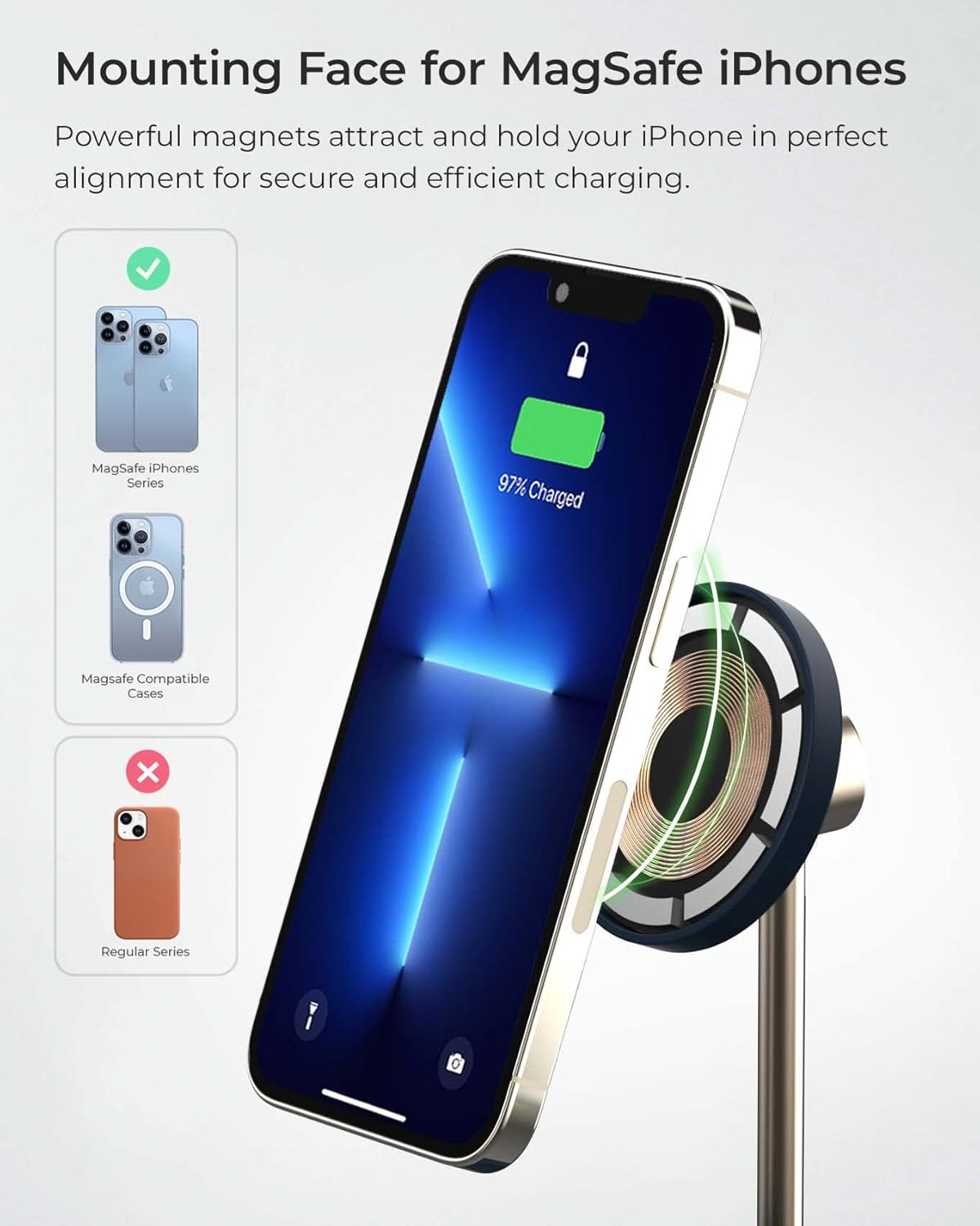 iOttie Velox Magnetic Wireless Duo Stand. 7.5W Mounting Stand + 5W Charging Pad. MagSafe Compatible for iPhone 12, iPhone 13, iPhone 14, & iPhone 15 Series & Qi AirPods Charger (Adapter not Included)