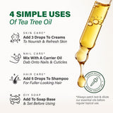 100% PLre Tea Tree Oil - 4 Fl Oz Tea Tree Essential Oil for Hair, Skin, Diffuser, Aromatherapy & DIY Soap Making Scent