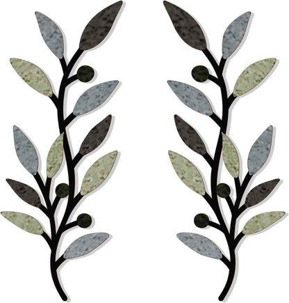 Zzbakress 2 Pieces Wooden Vine Olive Branch Leaf Leaf Wall Decor,Farmhouse Signs for Living Room Decoration (Gold)