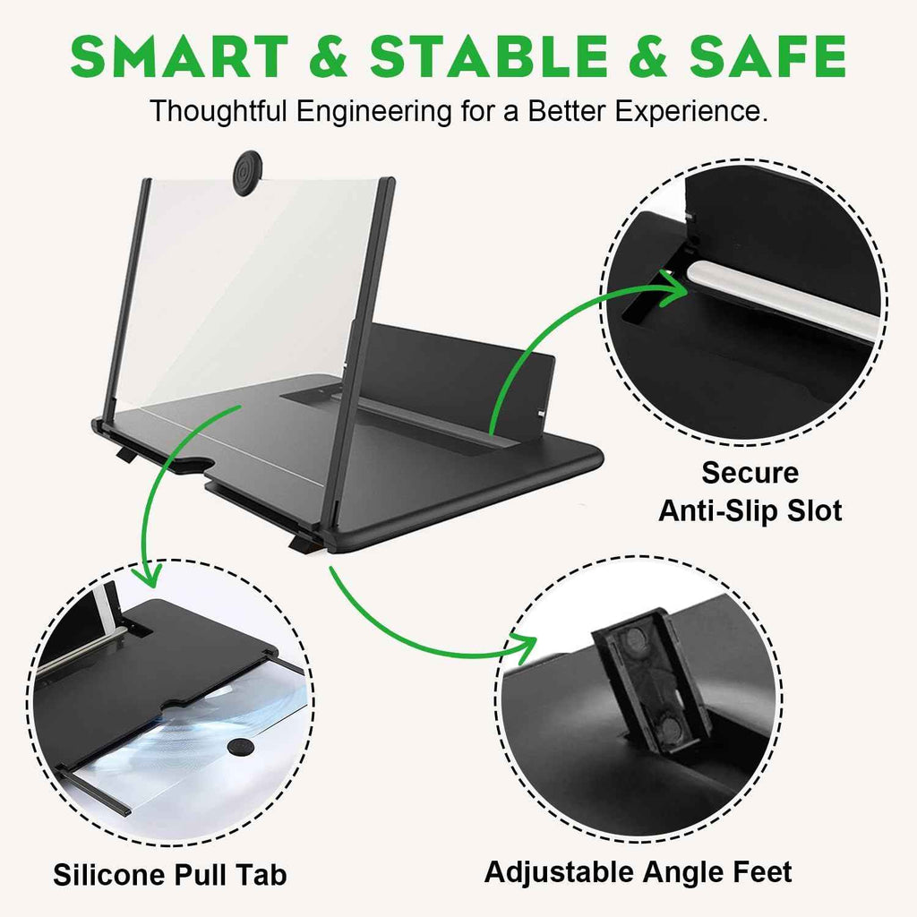 14 Inch Smartphone Screen Magnifier 3D HD Foldable Amplifier Phone Stand with Adjustable Angle Gift for Mom Dad Family Portable Universal Enlarger Movies Gaming Video
