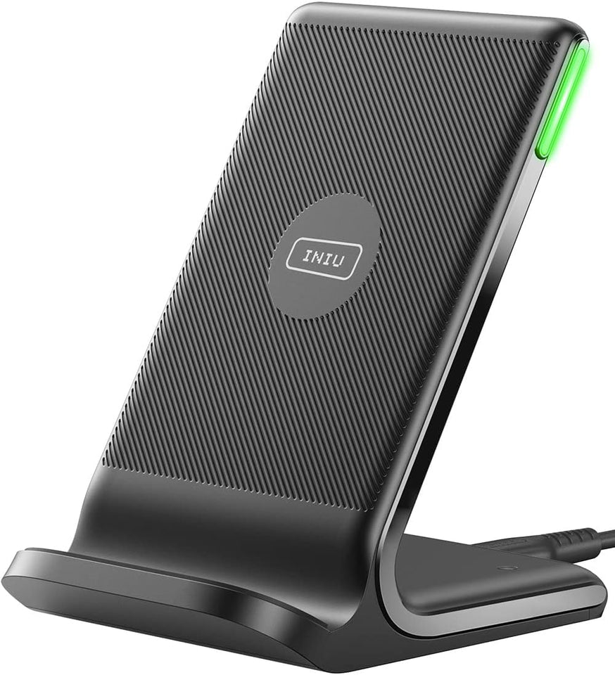 INIU Wireless Charger, 15W Fast Qi Certified Wireless Charging Station with Sleep-Friendly Adaptive Light Compatible with iPhone 16 15 14 13 Pro XS 8 Plus Samsung Galaxy S25 S24 S23 Note 20 Google etc - PureLivingMart